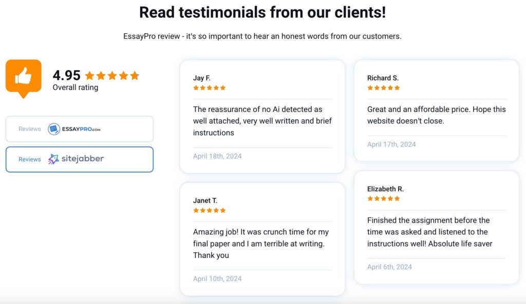 testimonials from clients