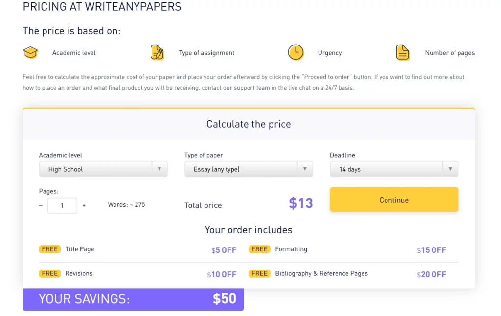 WriteAnyPapers Prices WriteAnyPapers Prices